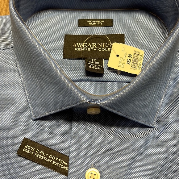 Kenneth Cole Mens Long Sleeve Button Up Dress Shirt - Picture 2 of 3